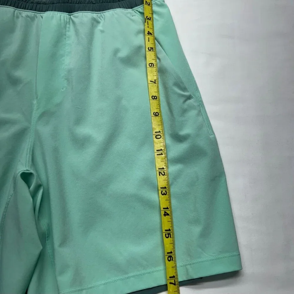 LULULEMOM Men's Pace Breaker Training Shorts S Light Green Pockets 7